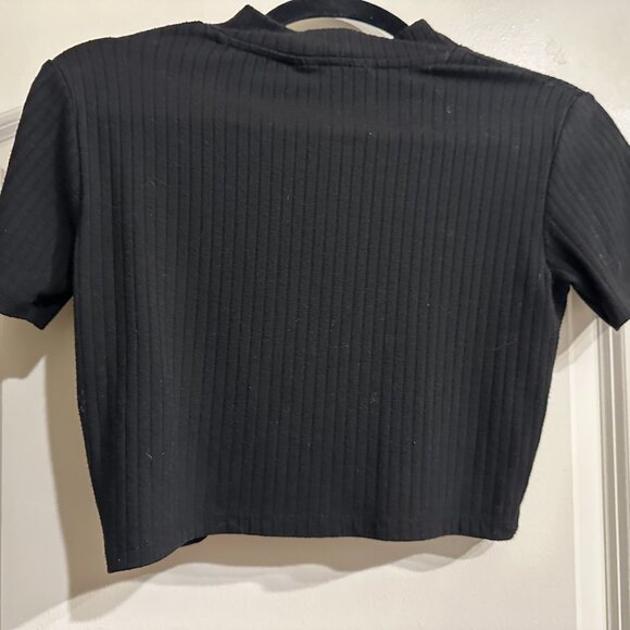 Disturbia Caduceus Snake Embroidered High Neck Crop Top Black Gothic Alt - Picture 3 of 3